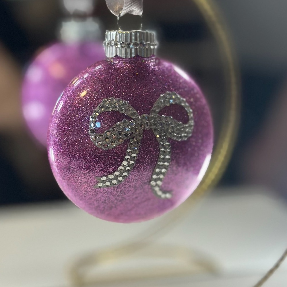 Coquette Silver Bow Holiday Ornament